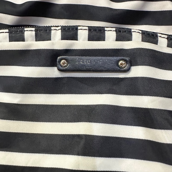 Kate Spade Black White Striped Pink Crossbody Satchel Foldover Purse Bag SPARSE - Picture 7 of 7
